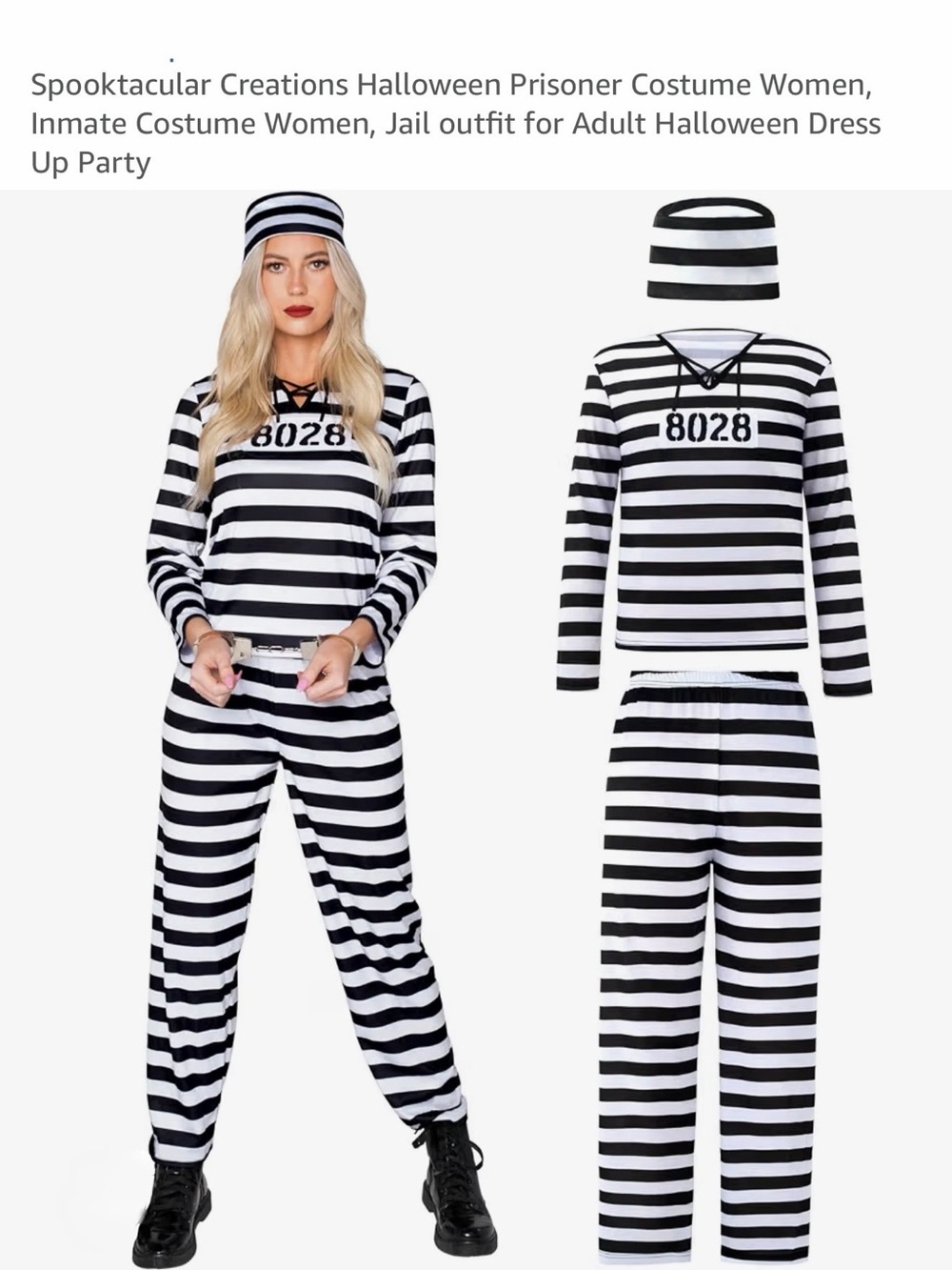 Adult Black & White Striped Inmate Costume NWT. Sz Medium